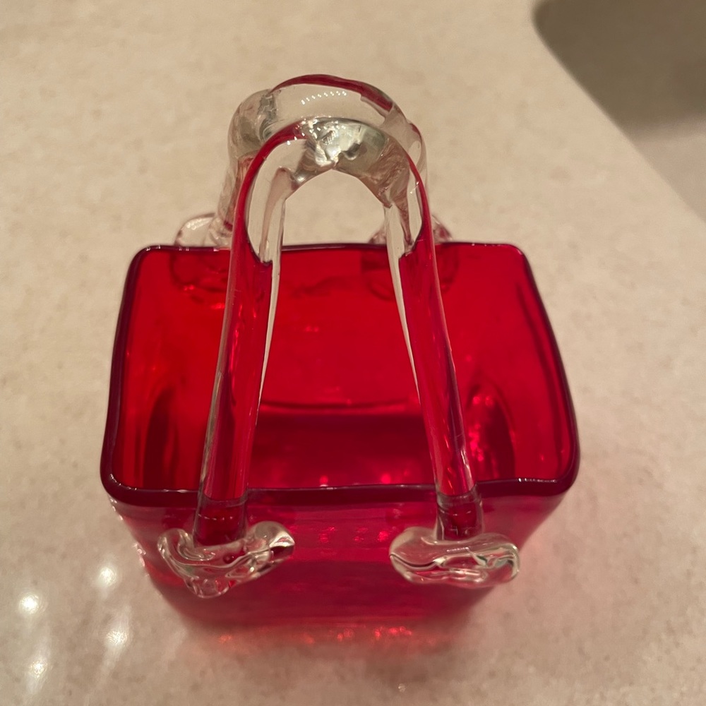 Vintage blown glass handbag vase